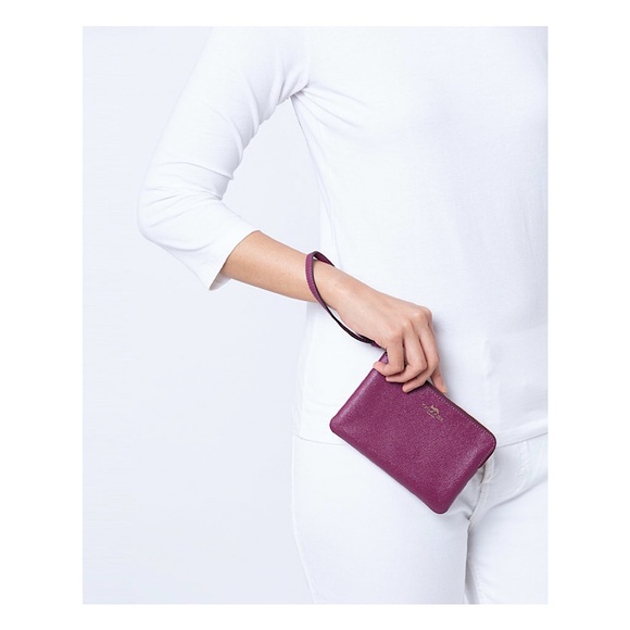 Coach Corner Zip Wristlet - Dark Berry - Picture 2 of 8